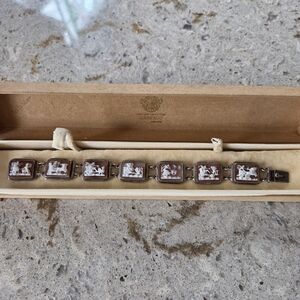Vintage 1920's Carved Cameo Camexco Link Bracelet